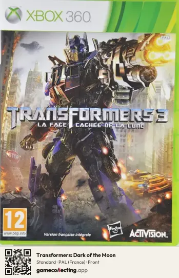 Transformers: Dark of the Moon Xbox 360, France box front