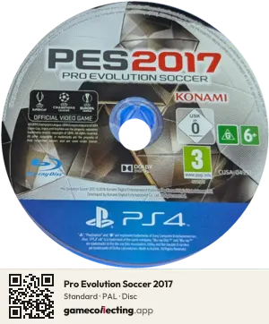 Pro Evolution Soccer 2017 PlayStation 4, PAL disc