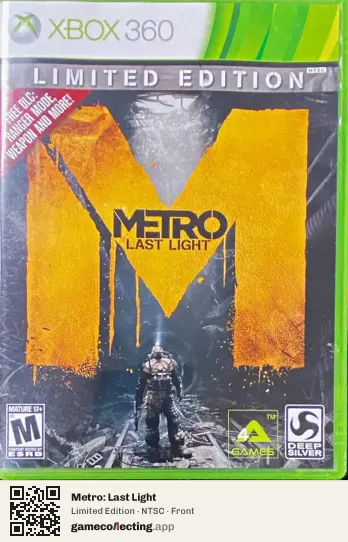 Metro: Last Light Xbox 360, NTSC box front