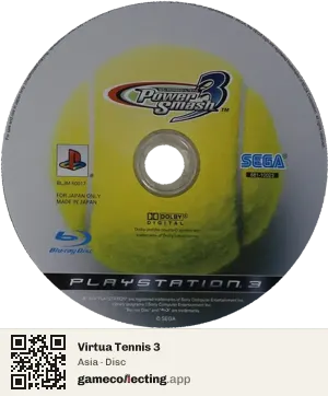 Virtua Tennis 3 PlayStation 3, Asia disc