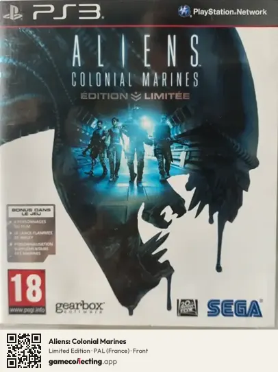 Aliens: Colonial Marines PlayStation 3, France box front