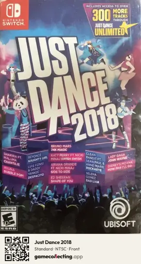 Just Dance 2018 Nintendo Switch, NTSC box front