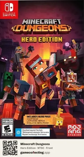 Minecraft Dungeons Nintendo Switch, NTSC box front