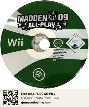 Madden NFL 09 All-Play Nintendo Wii, PAL disc