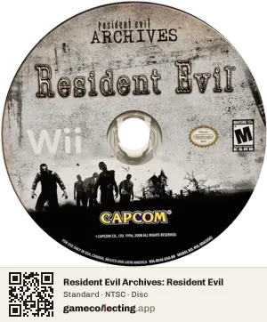 Resident Evil Archives: Resident Evil Nintendo Wii, NTSC disc