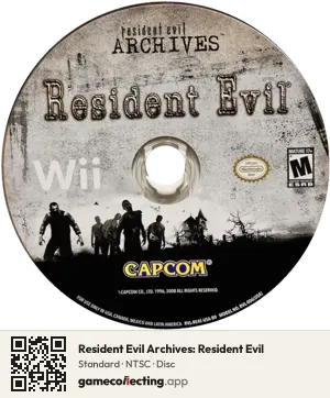 Resident Evil Archives: Resident Evil Nintendo Wii, NTSC disc