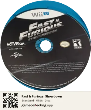 Fast & Furious: Showdown Nintendo Wii U, NTSC disc