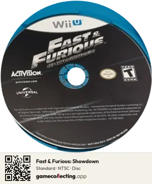 Fast & Furious: Showdown Nintendo Wii U, NTSC disc