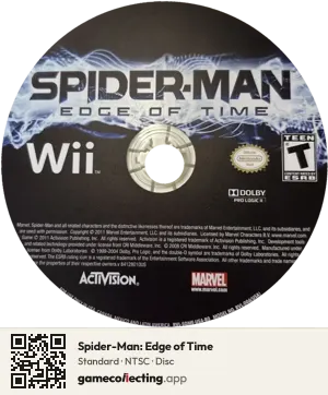 Spider-Man: Edge of Time Nintendo Wii, NTSC disc