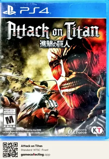 Attack on Titan PlayStation 4, NTSC box front