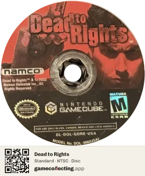 Dead to Rights Nintendo GameCube, NTSC disc