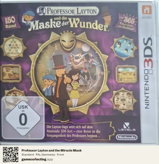 Professor Layton and the Miracle Mask Nintendo 3DS, Germany box front