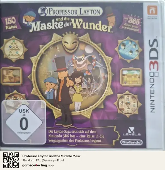 Professor Layton and the Miracle Mask Nintendo 3DS, Germany box front