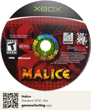 Malice Xbox, NTSC disc