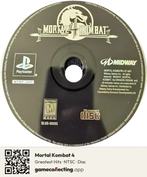 Mortal Kombat 4 PlayStation, NTSC disc
