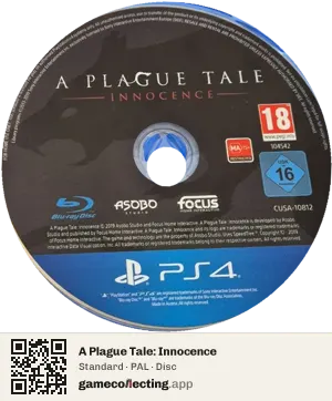A Plague Tale: Innocence PlayStation 4, PAL disc