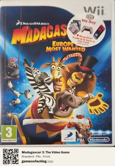 Madagascar 3: The Video Game Nintendo Wii, PAL box front