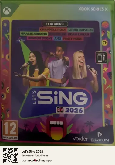 Let's Sing 2026 Xbox Series X, PAL box front