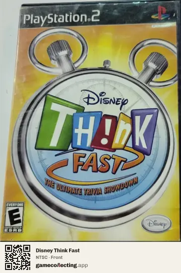 Disney Think Fast PlayStation 2, NTSC box front