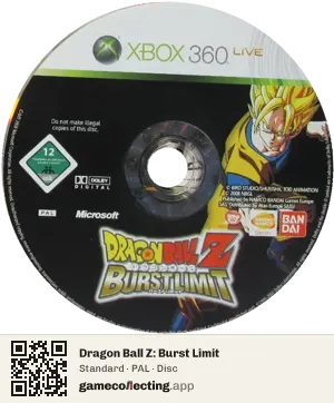 Dragon Ball Z: Burst Limit Xbox 360, PAL disc