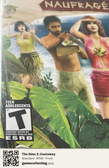 The Sims 2: Castaway Nintendo Wii, NTSC box front