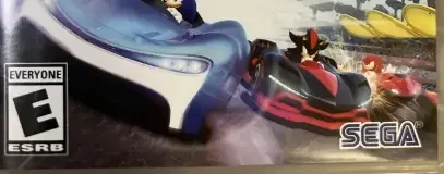 Team Sonic Racing, the ESRB box on its front