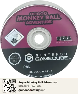 Super Monkey Ball Adventure Nintendo GameCube, PAL disc