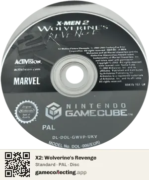 X2: Wolverine's Revenge Nintendo GameCube, PAL disc