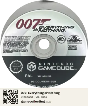 007: Everything or Nothing Nintendo GameCube, PAL disc