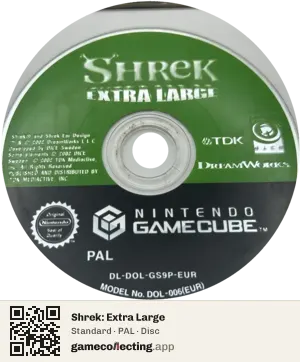 Shrek: Extra Large Nintendo GameCube, PAL disc