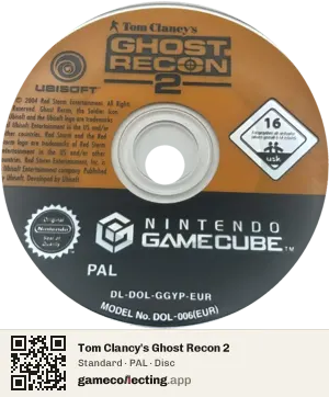 Tom Clancy's Ghost Recon 2 Nintendo GameCube, PAL disc