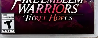 Fire Emblem Warriors: Three Hopes, the ESRB box on its front