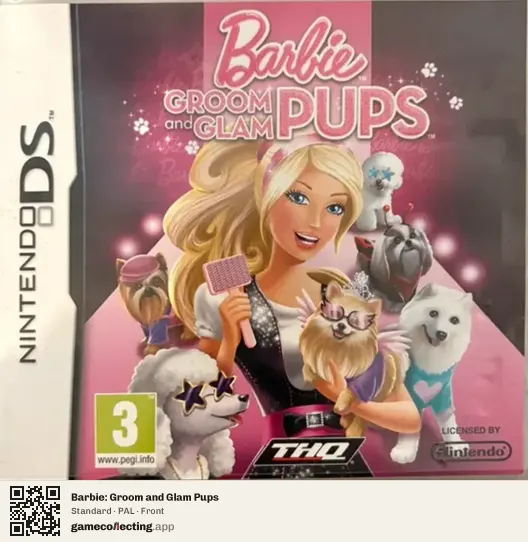 Barbie: Groom and Glam Pups Nintendo DS, PAL box front