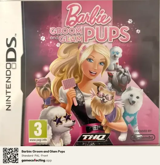 Barbie: Groom and Glam Pups Nintendo DS, PAL box front
