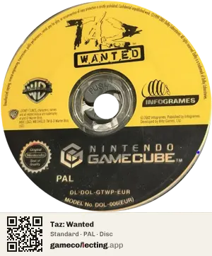 Taz: Wanted Nintendo GameCube, PAL disc