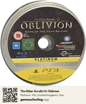 The Elder Scrolls IV: Oblivion PlayStation 3, PAL disc