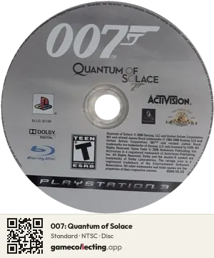 007: Quantum of Solace PlayStation 3, NTSC disc