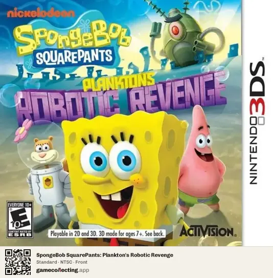 SpongeBob SquarePants: Plankton's Robotic Revenge Nintendo 3DS, NTSC box front