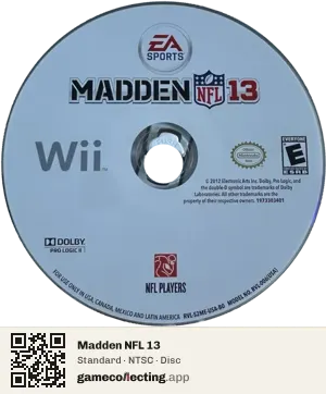 Madden NFL 13 Nintendo Wii, NTSC disc