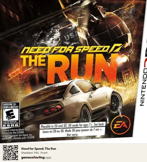 Need for Speed: The Run Nintendo 3DS, PAL box front