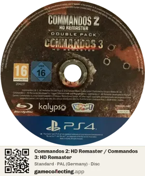 Commandos 2: HD Remaster / Commandos 3: HD Remaster PlayStation 4, PAL disc