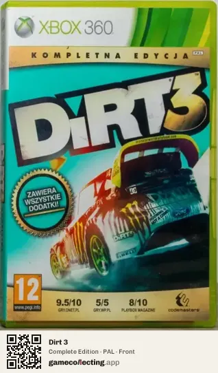 Dirt 3 Xbox 360, PAL box front