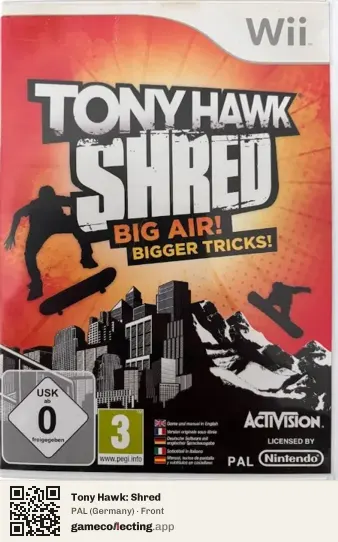 Tony Hawk: Shred Nintendo Wii, Germany box front