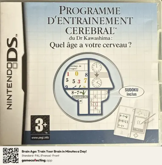 Brain Age: Train Your Brain in Minutes a Day! Nintendo DS, France box front