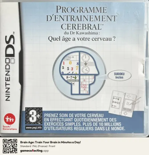 Brain Age: Train Your Brain in Minutes a Day! Nintendo DS, France box front