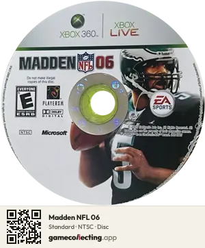 Madden NFL 06 Xbox 360, NTSC disc