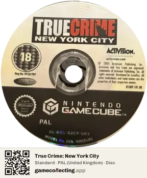True Crime: New York City Nintendo GameCube, PAL disc