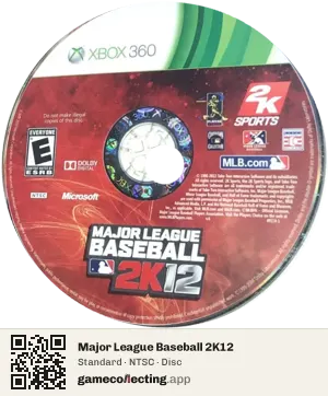 Major League Baseball 2K12 Nintendo Wii, NTSC disc