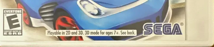 Sonic & All-Stars Racing Transformed, the ESRB box on its front