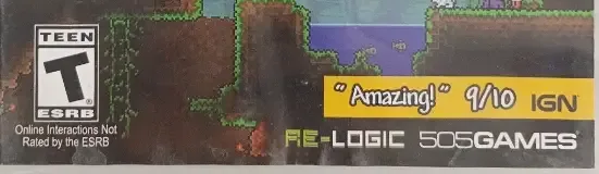 Terraria, the ESRB box on its front